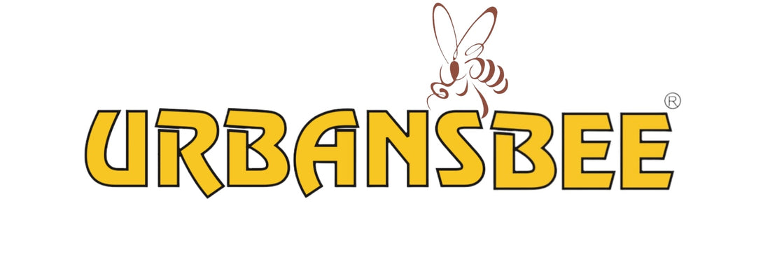 Logotipo de Urbansbee con una abeja en la parte superior