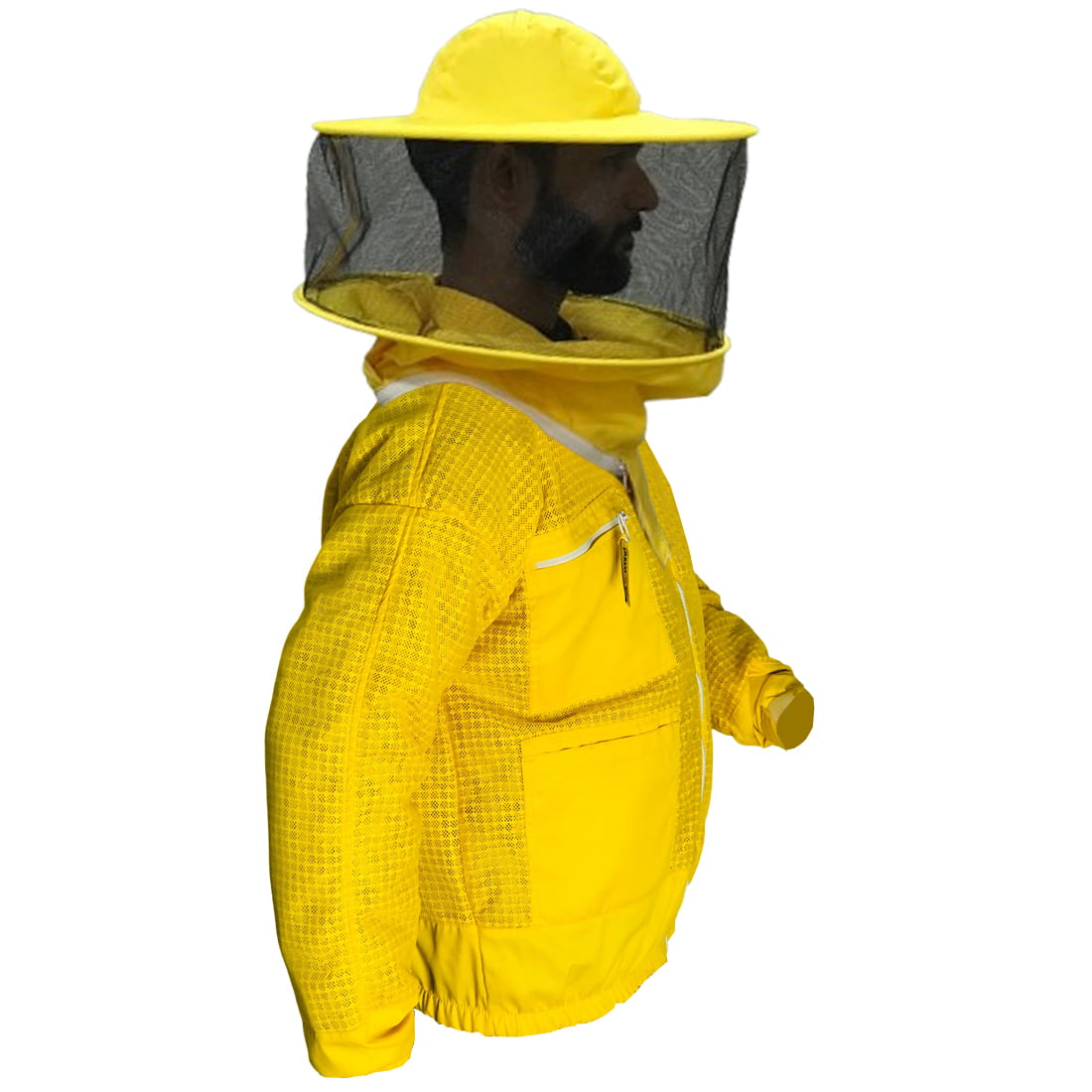 Giacca bianca per apicoltore con velo rotondo protettivo