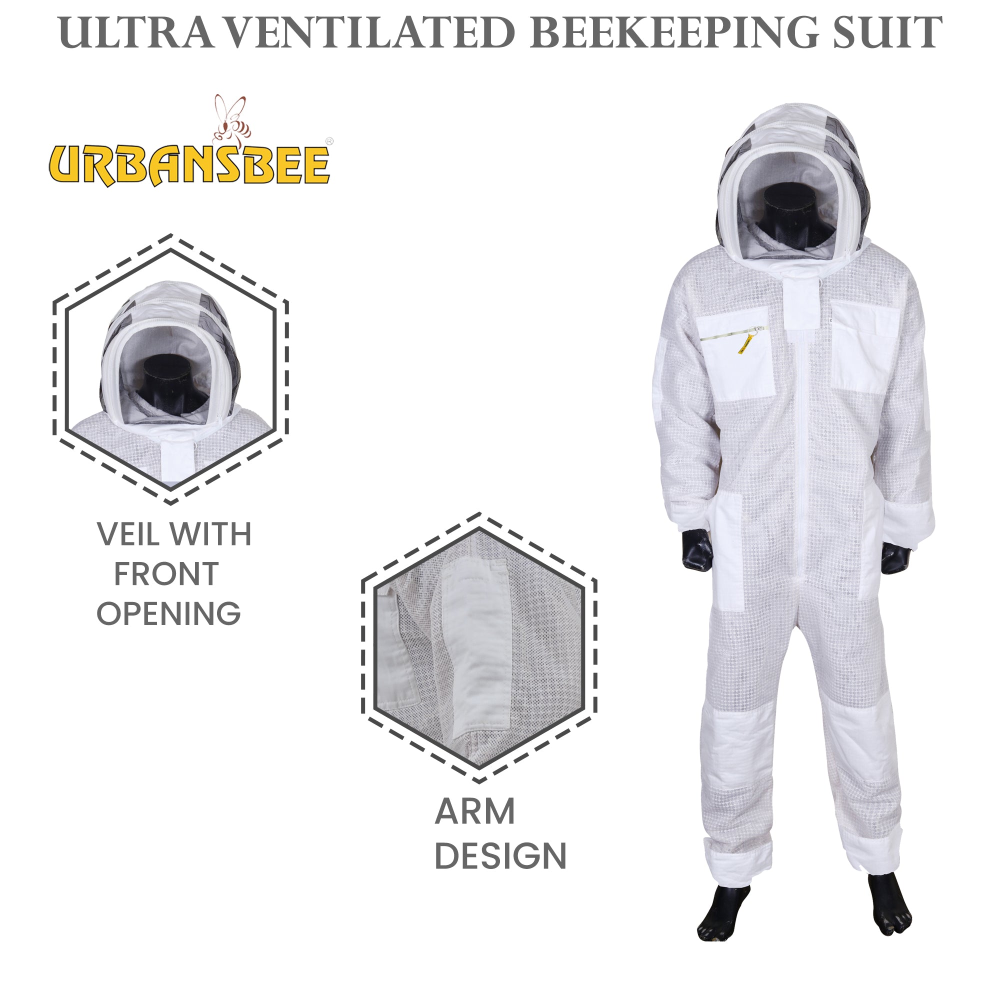 Tuta Ventilata da Apicoltore con rotondo velo bianca