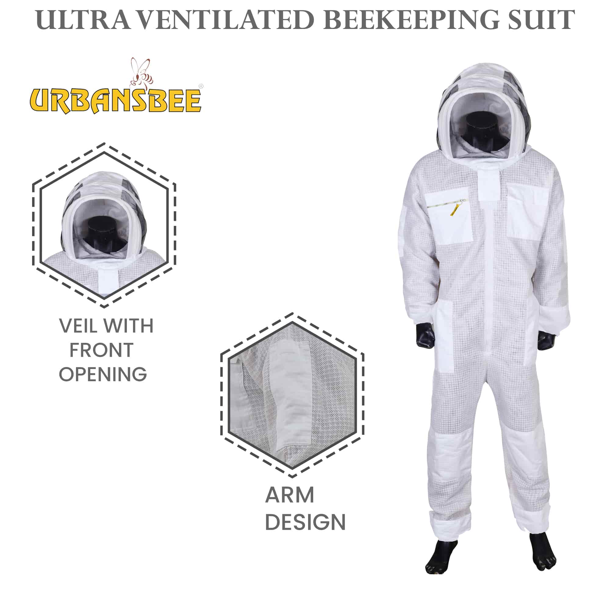 Tuta apicoltore bianca ventilata