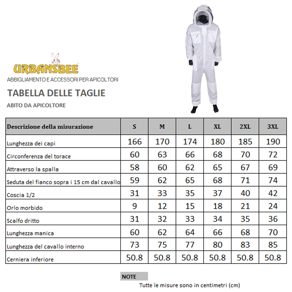Tuta apicoltore bianca ventilata