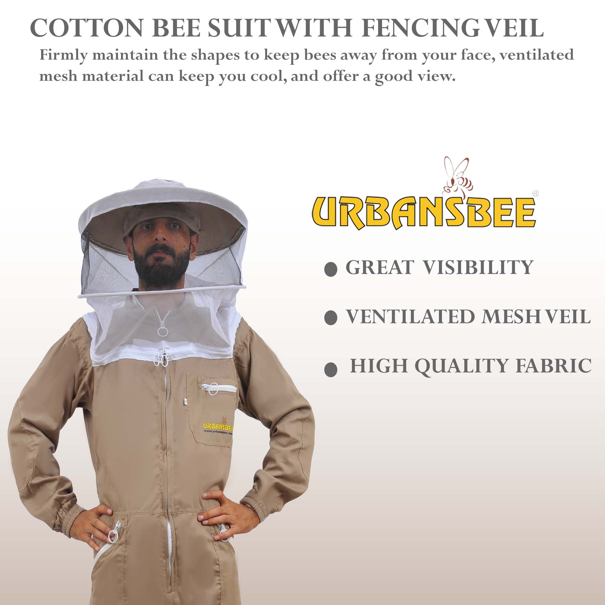 Tuta apicoltore cotone con cappello rotondo