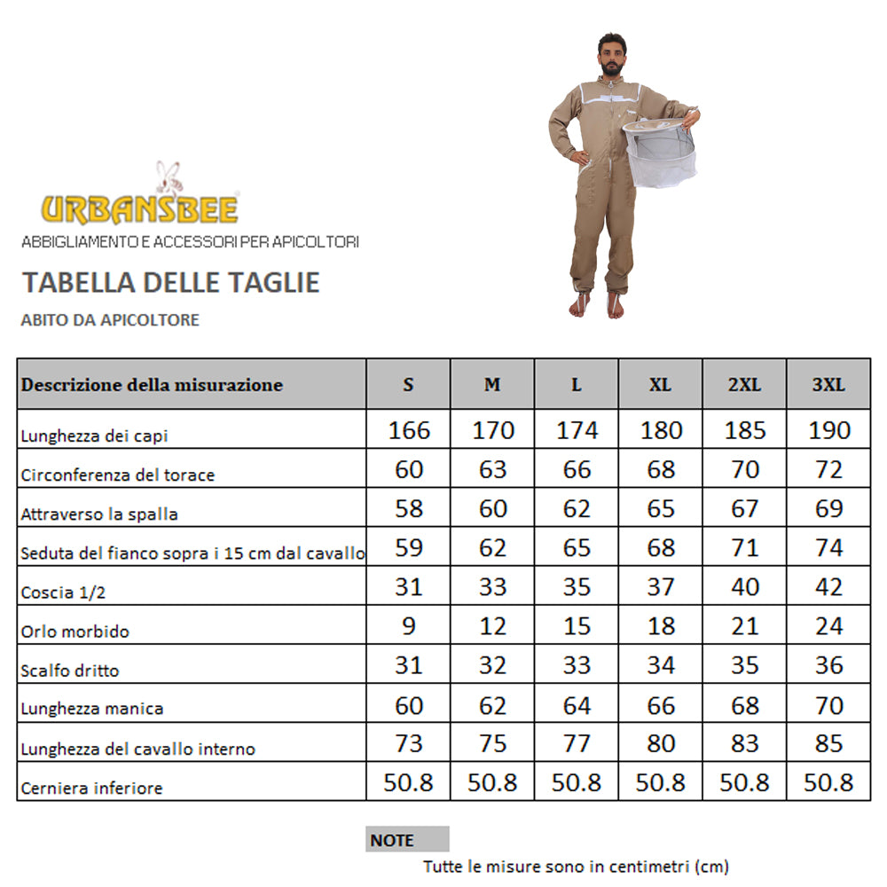 Tuta apicoltore cotone con cappello rotondo