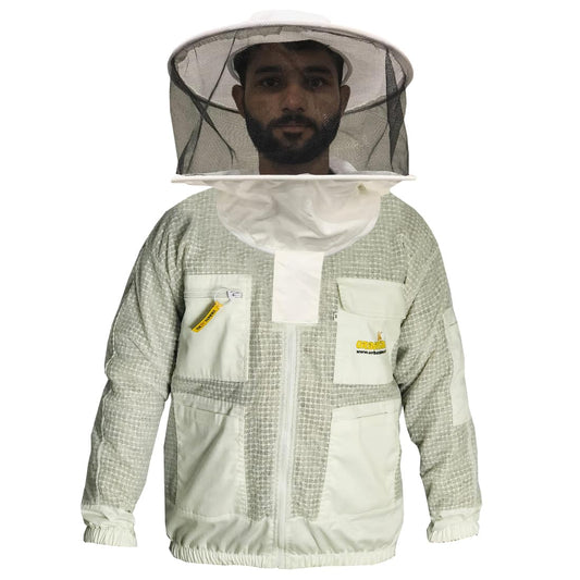 giacca apicoltore bianca unisex con velo rotondo