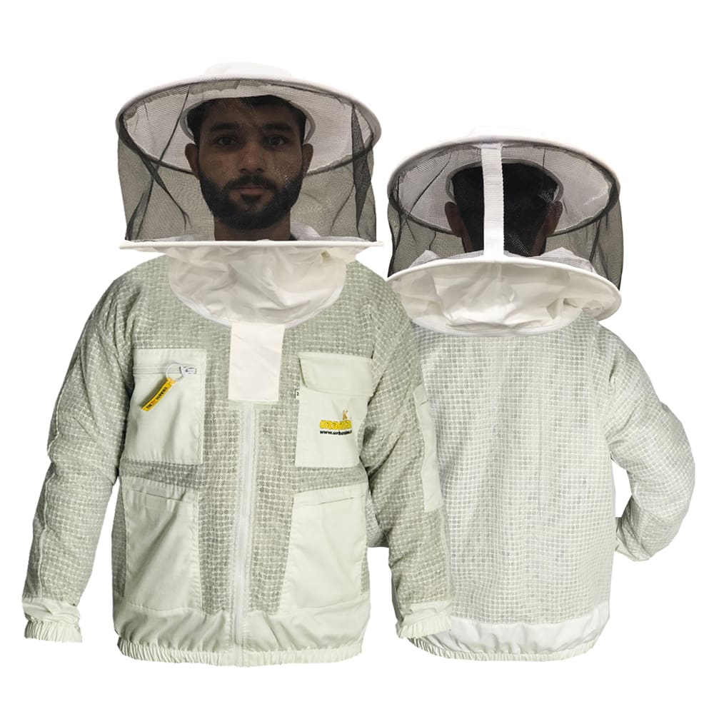 giacca apicoltore bianca unisex con velo rotondo
