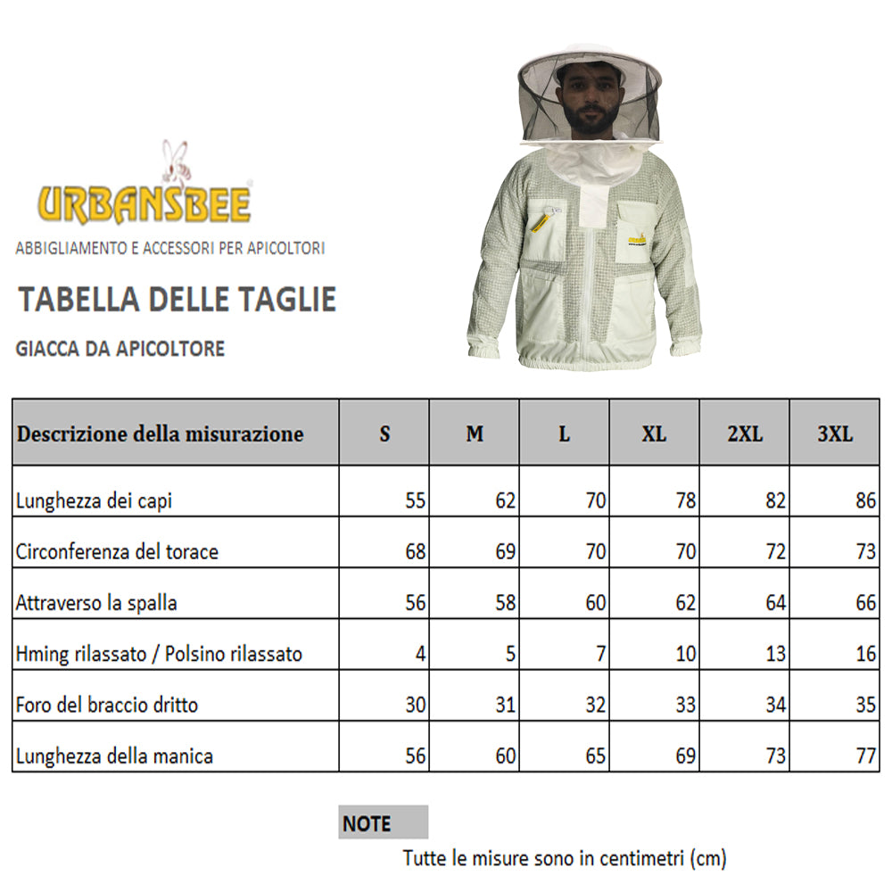 giacca apicoltore bianca unisex con velo rotondo