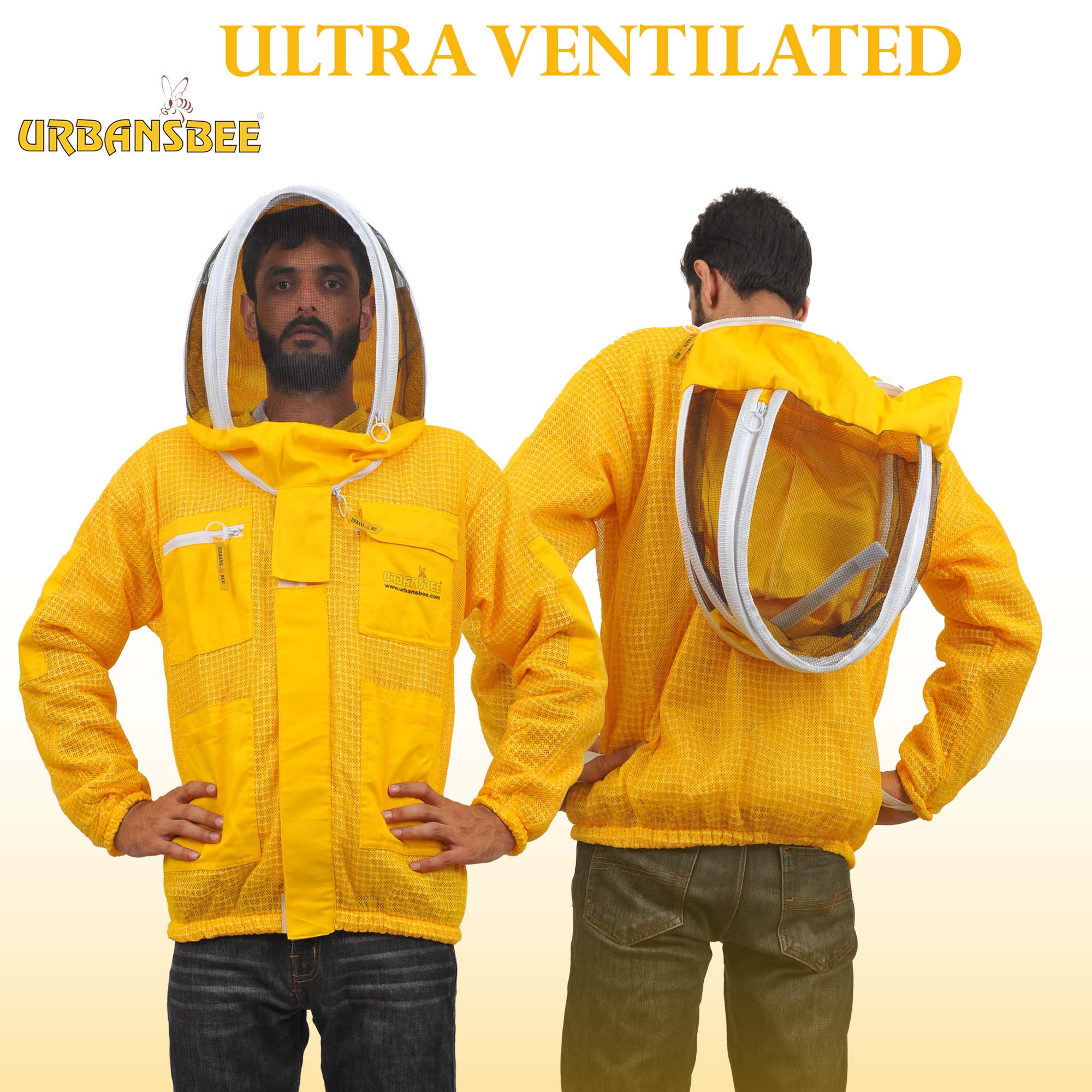 giacca apicoltore gialla con velo rotondo