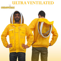 giacca apicoltore gialla con velo rotondo