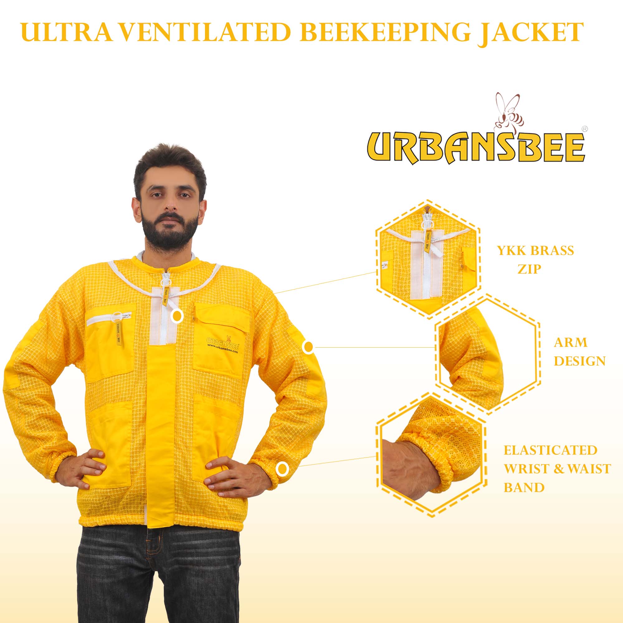 giacca apicoltore gialla con velo rotondo