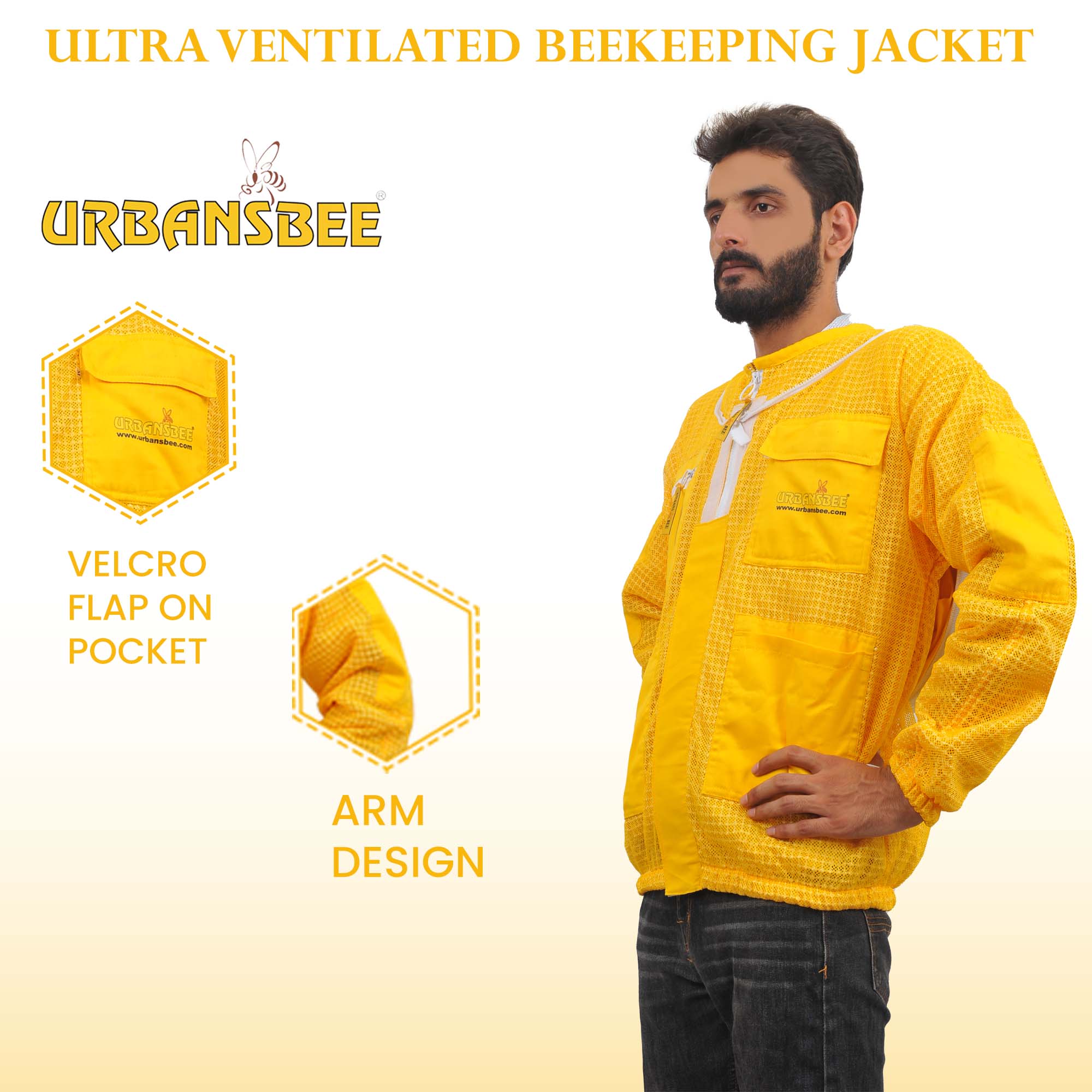 giacca apicoltore gialla con velo rotondo