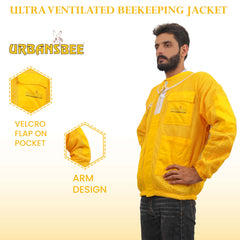 giacca apicoltore gialla con velo rotondo