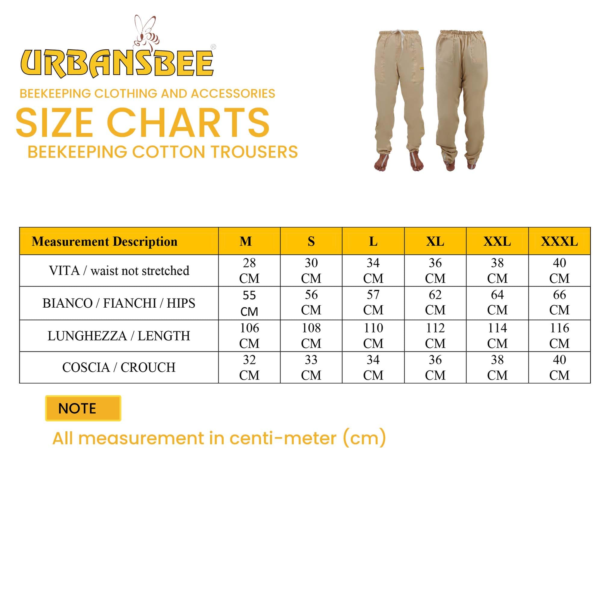 pantalone apicoltore 100% cotone