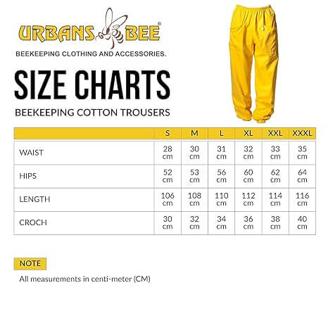 pantalone apicoltore puro cotone con elastici e tasca