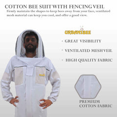 Beekeeper Cotton Suit with Patterned Hat - Urbansbee