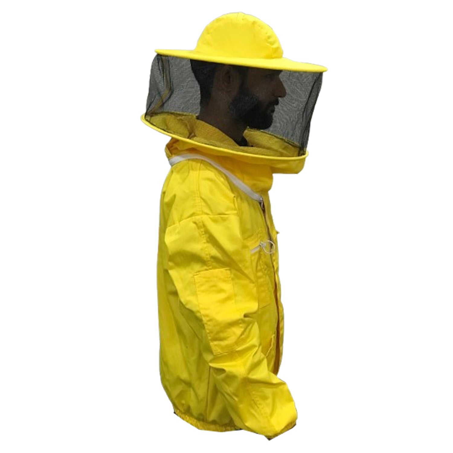 tuta da apicoltore bianca con velo rotondo