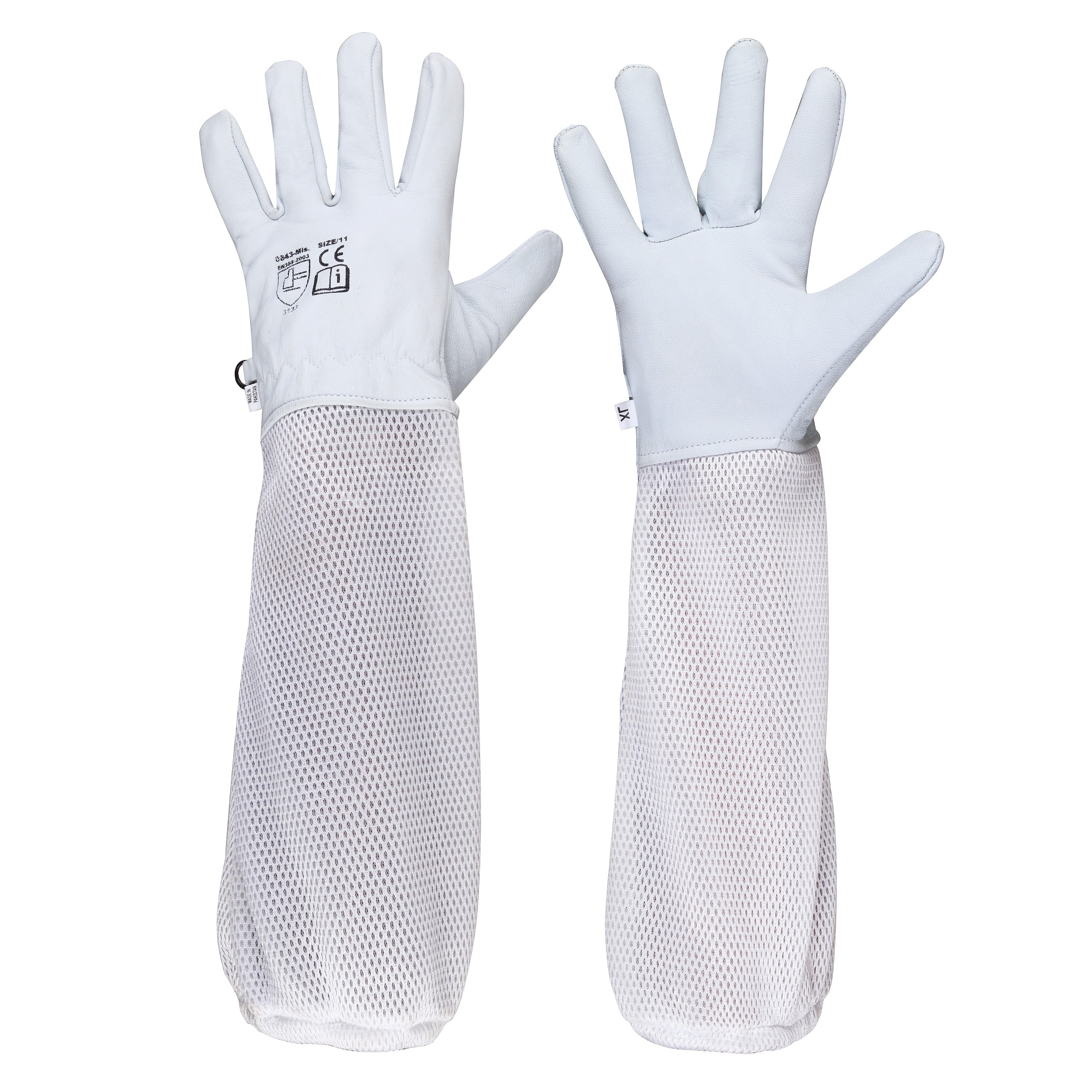 guanti apicoltore bianchi in pelle sintetica