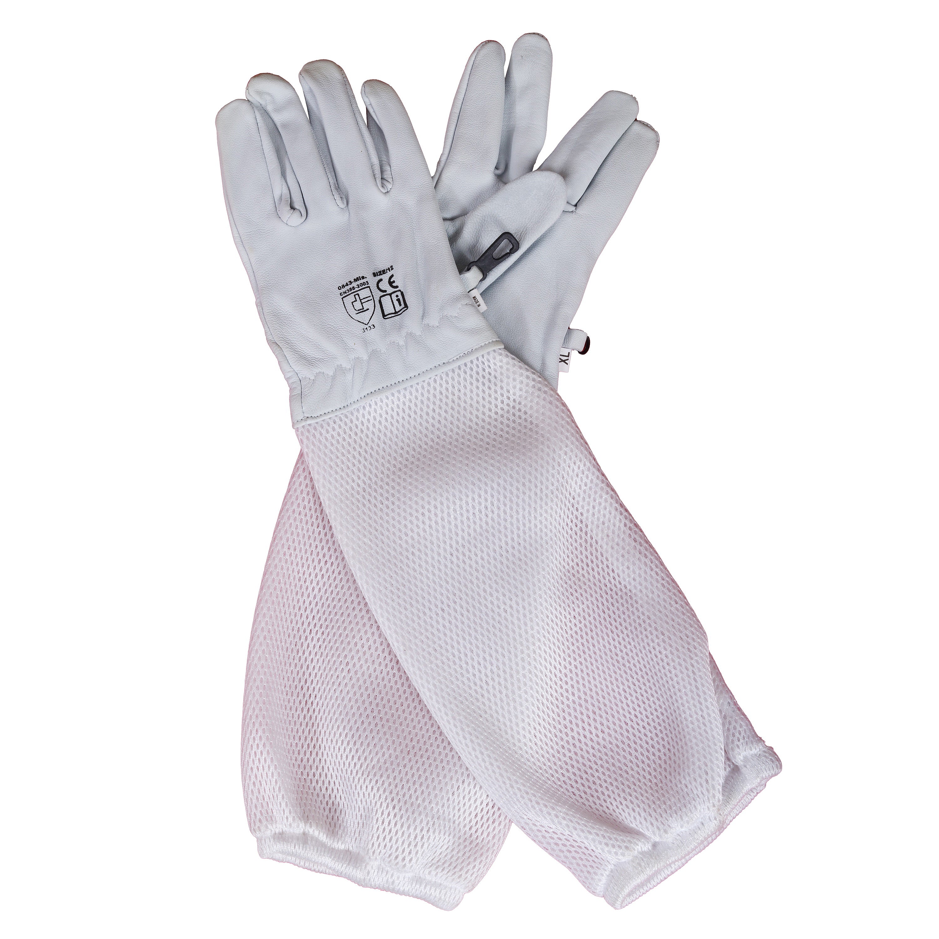 guanti apicoltore bianchi in pelle sintetica