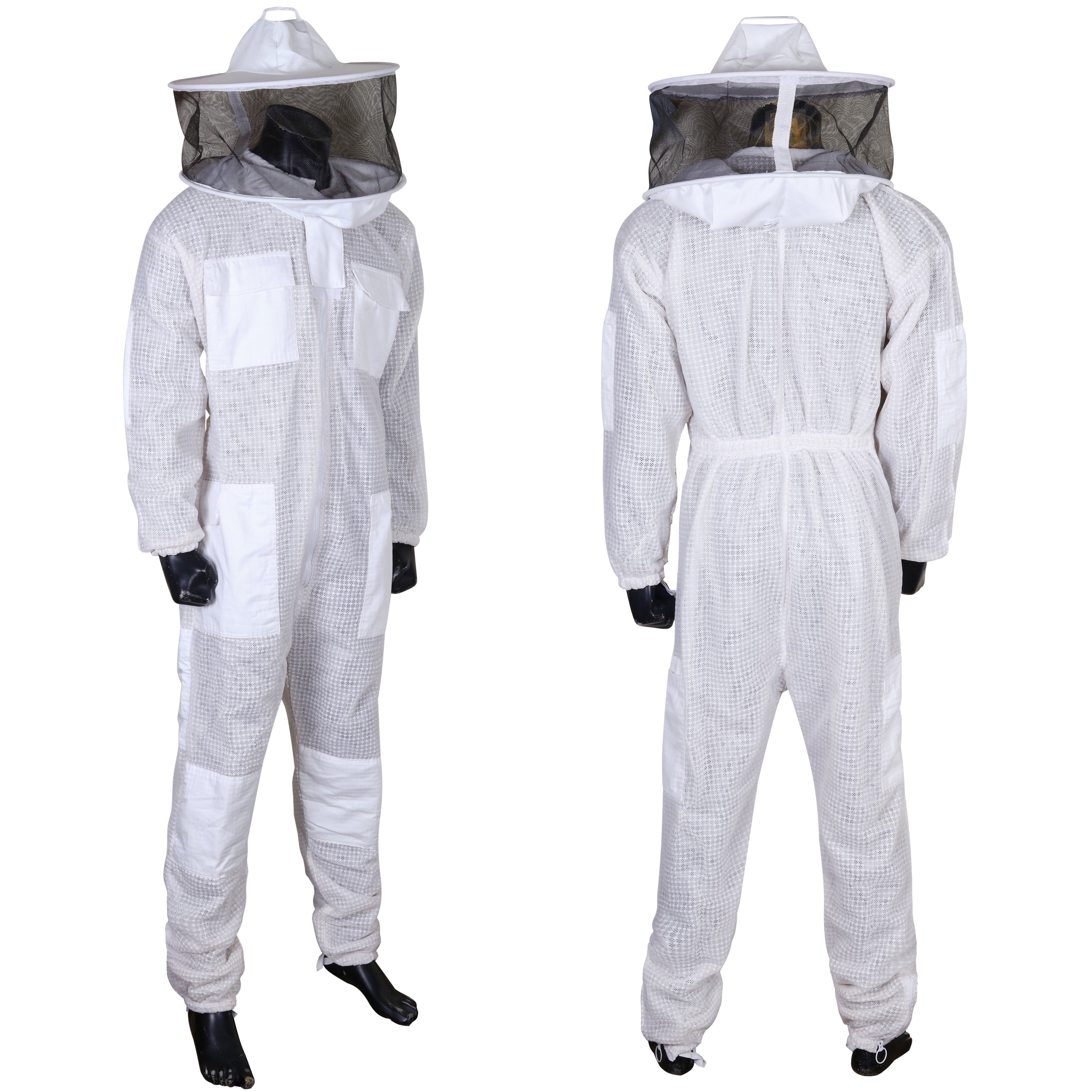Tuta aerata antiperforazione per apicoltura con velo tondo