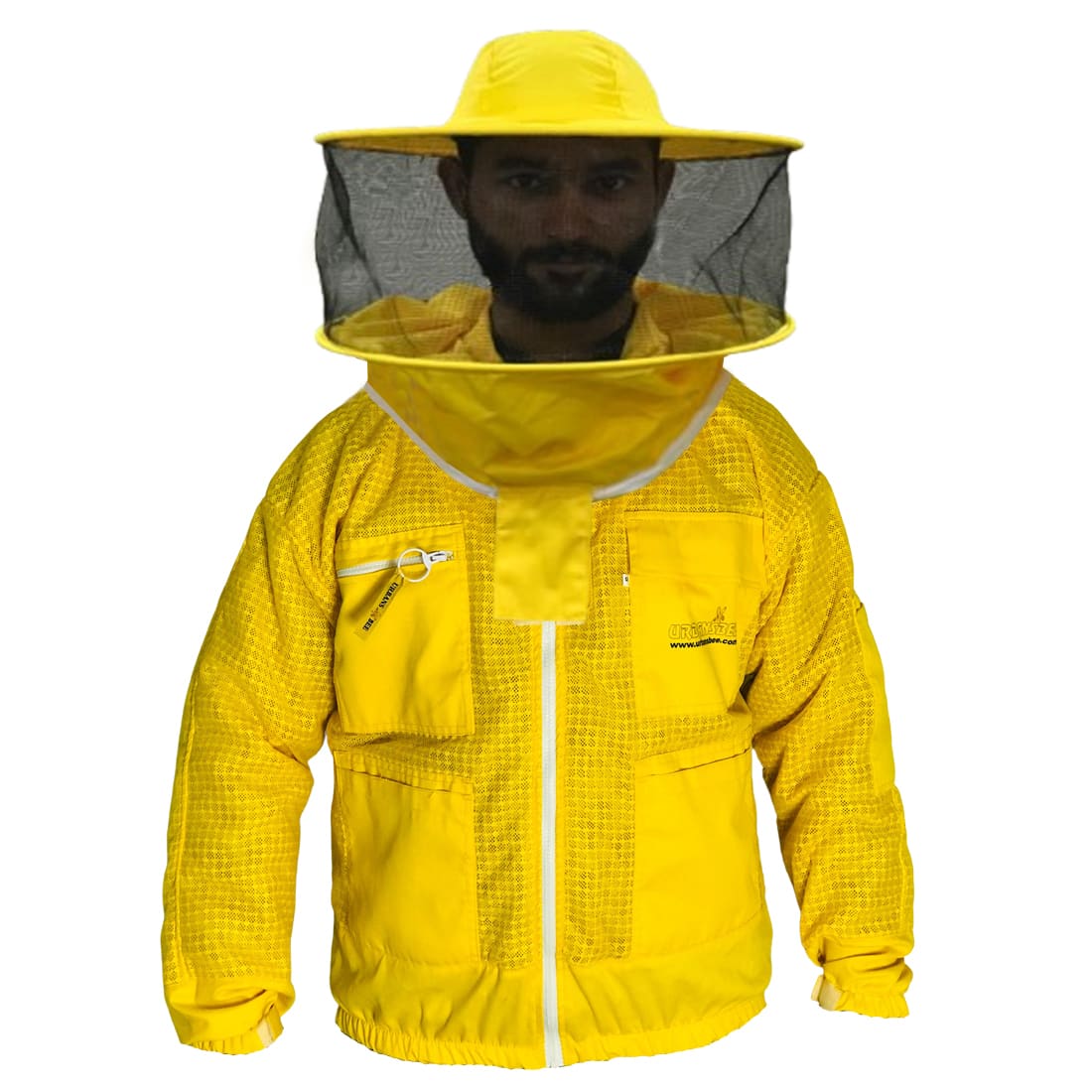 Veste d'apiculteur jaune Urbansbee pour homme et femme avec voile rond