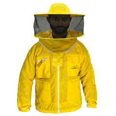 Veste d'apiculteur jaune Urbansbee pour homme et femme avec voile rond