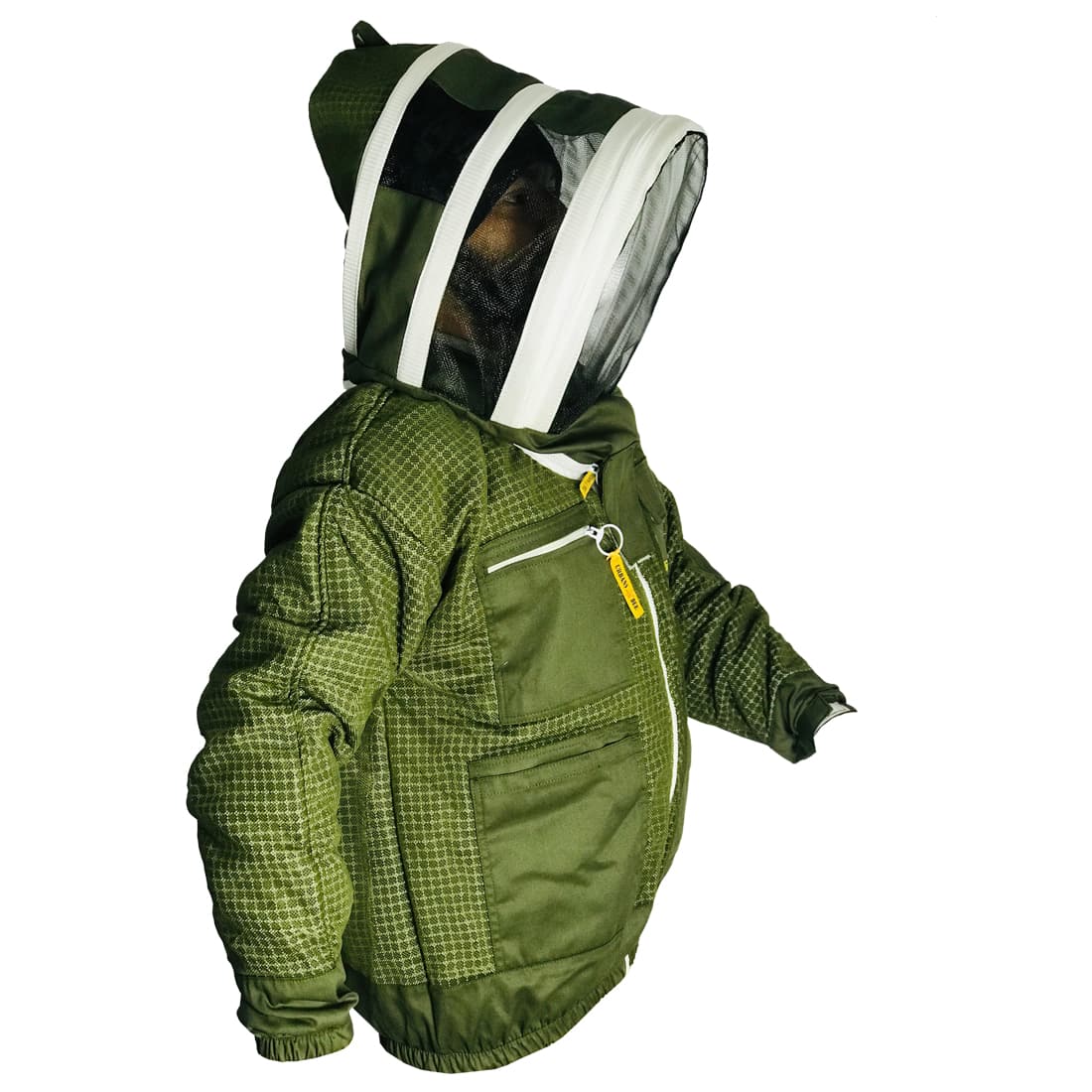 Veste d'apiculture 3 couches vert olive avec motif voile pour homme/femme