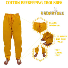 Pantalon d'apiculture jaune URBANSBEE 100 % pur coton