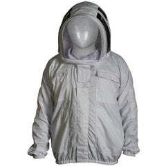 White Beekeeping Jacket With Round Veil Fencing-Urbansbee