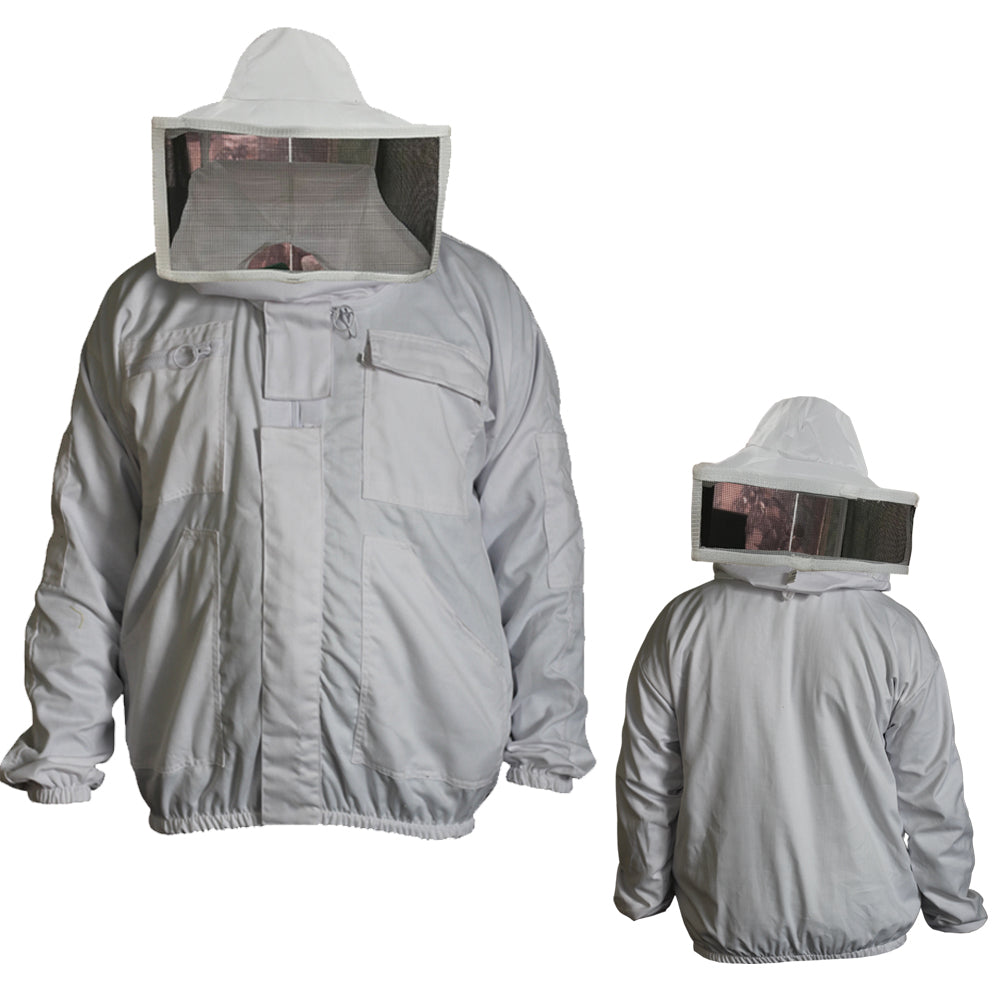 Camicia grigia da apicoltore con velo quadrato da astronauta