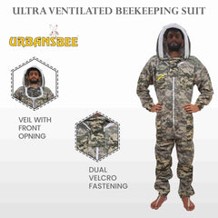 Combinaison d'apiculteur Urbansbee ventilée à motif camouflage numérique avec chapeau élégant