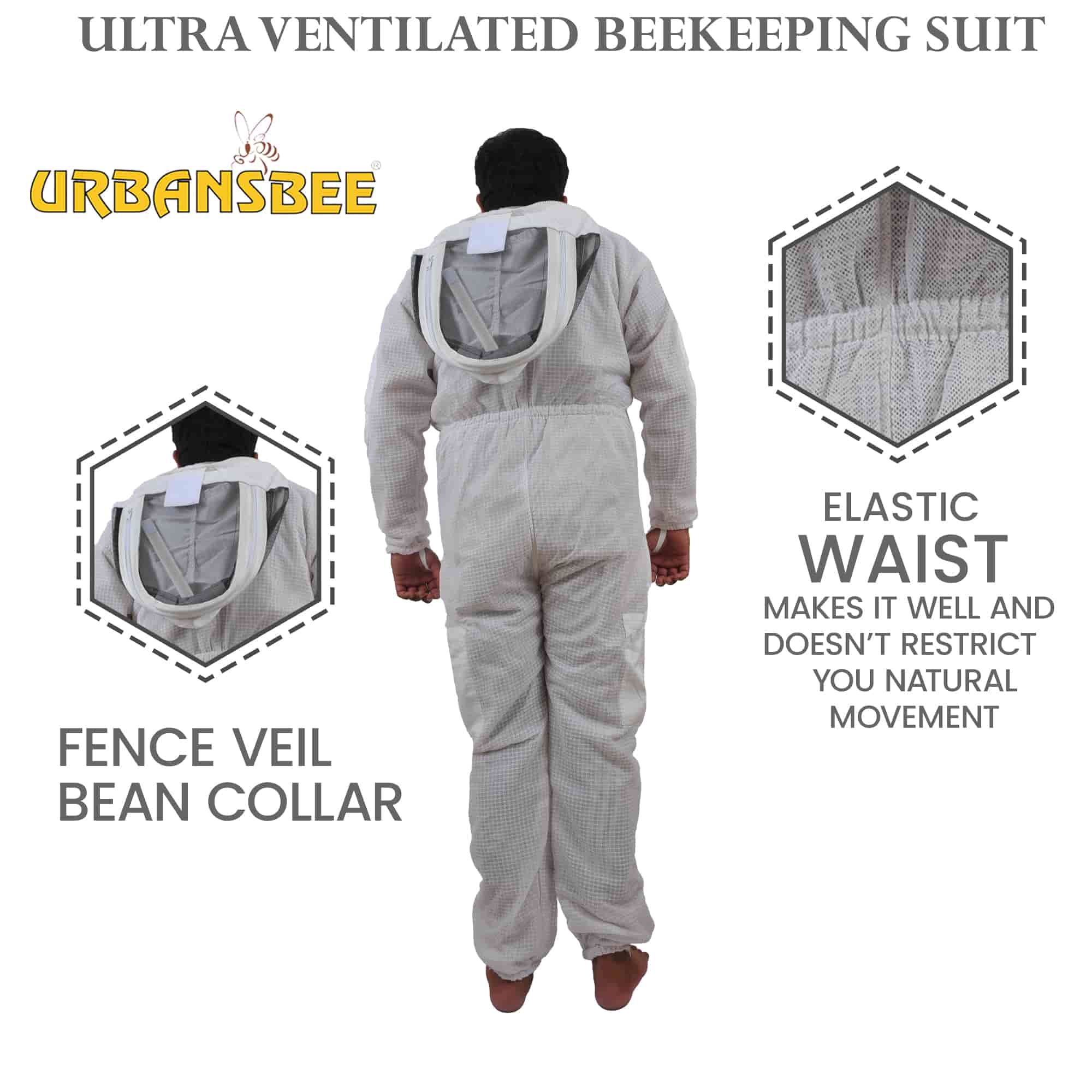 Combinaison d'apiculteur blanche ventilée Urbansbee avec chapeau élégant