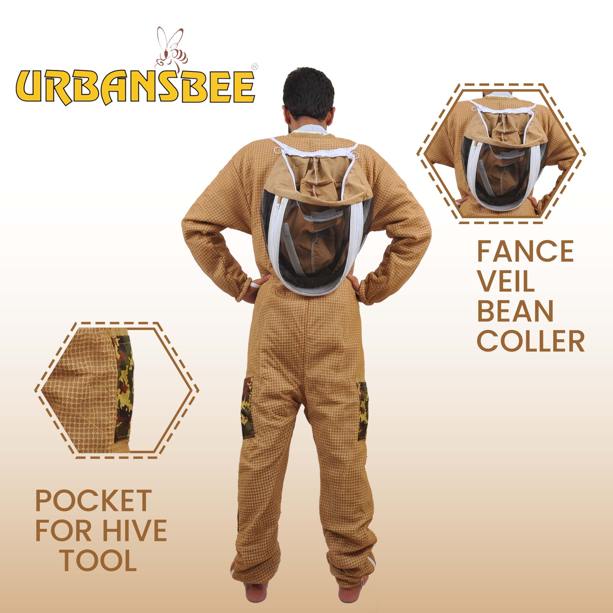 Beekeeping suit 3 layers ventilated anti-sting for bees with round veil