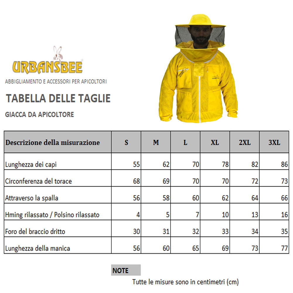 Veste d'apiculteur jaune Urbansbee pour homme et femme avec voile rond