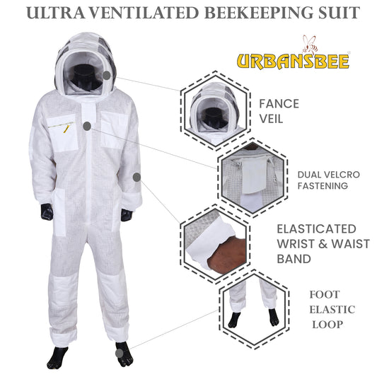 Tuta Ventilata da Apicoltore con rotondo velo bianca