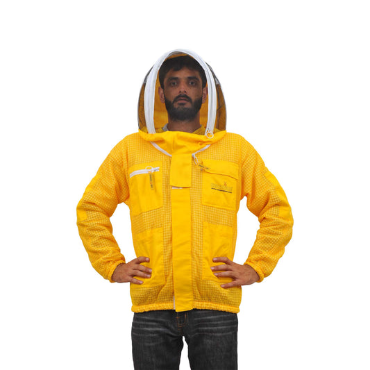 giacca apicoltore gialla con velo rotondo