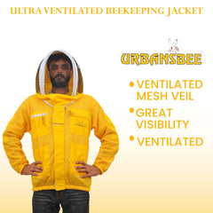 giacca apicoltore gialla con velo rotondo
