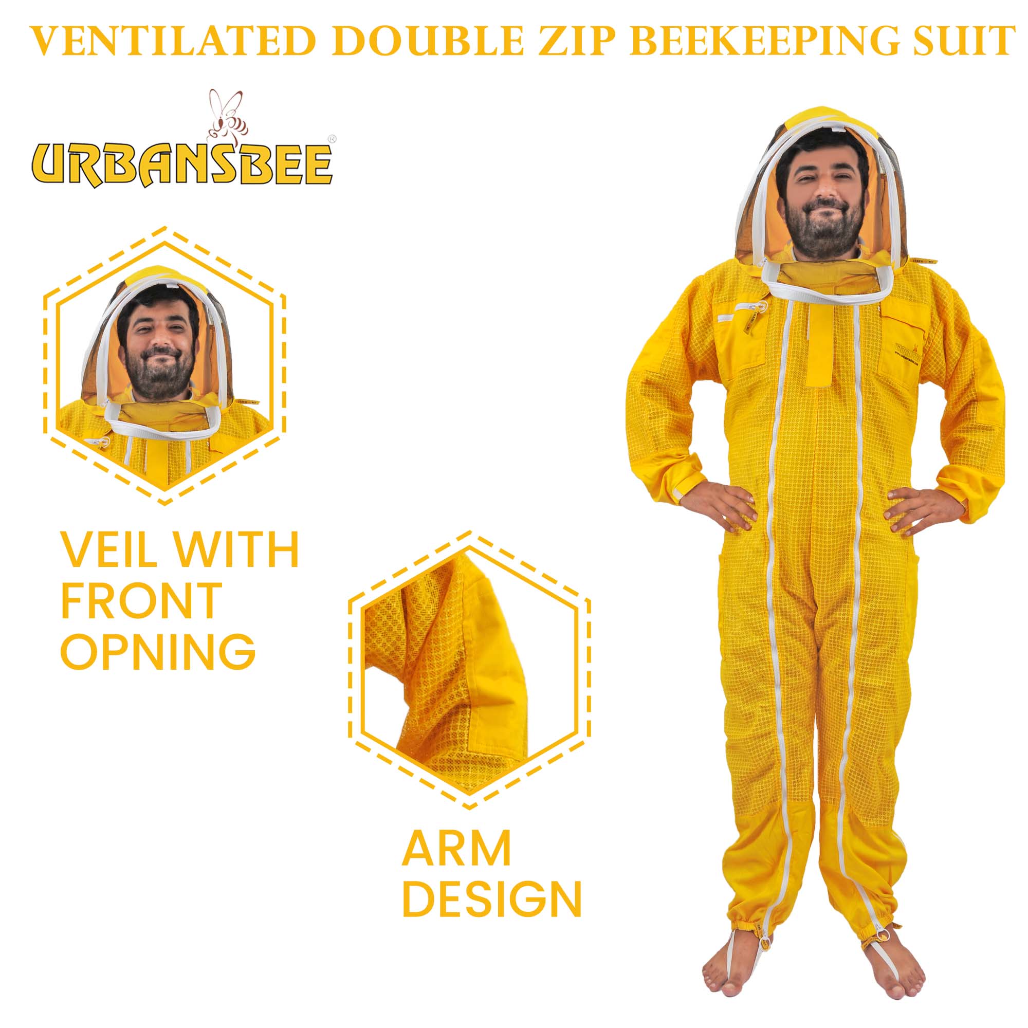 Biodlingsdräkt 3 lager ventilerad Anti-sting för bin med Astronaut stängselslöja