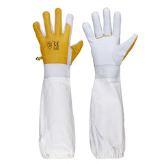 Goatskin Beekeeping Gloves with Extended Elasticated Sleeves Beekeeping Gloves, Goatskin With Ventilated Cuffs