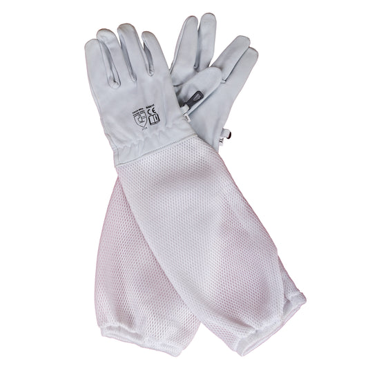 guanti apicoltore bianchi in pelle sintetica