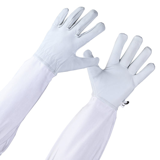 guanti apicoltore bianchi in pelle sintetica ergonomici