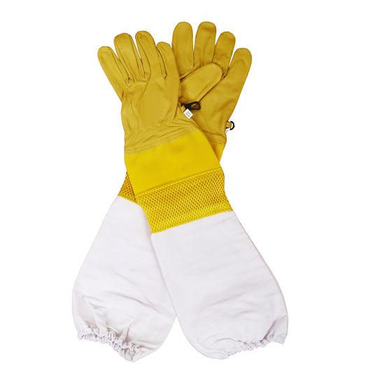 guanti apicoltore gialli in pelle 